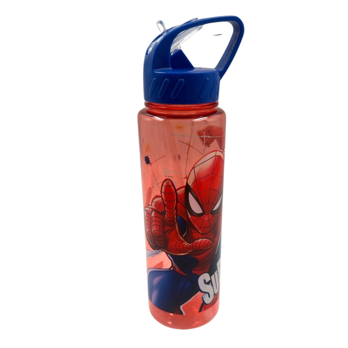 99915INC - BOTELLA DE PLASTICO CON ASA SPIDERMAN CON 1 PZ O CAJA CON 80 PZS