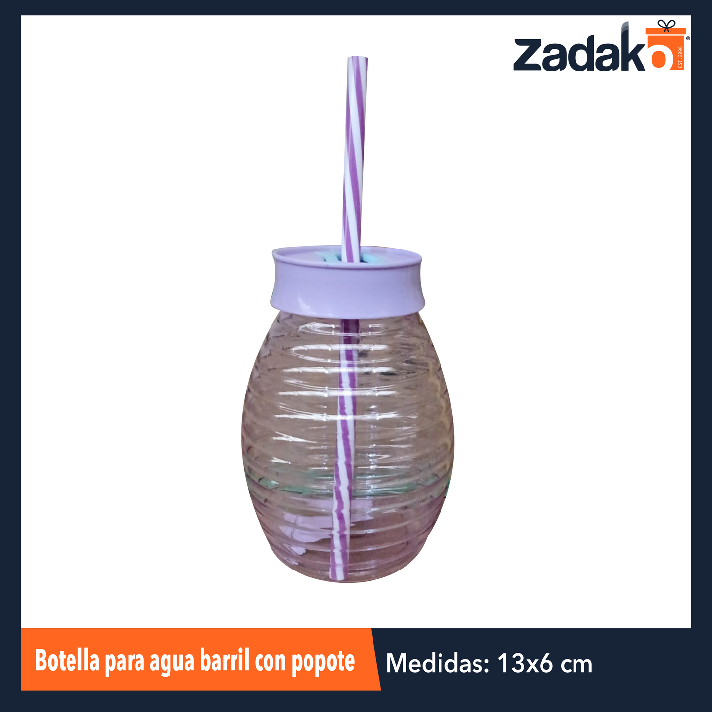 AD-0603 BOTELLA PARA AGUA BARRIL CON POPOTE CON 1 PZ O CAJA CON 180 PZS