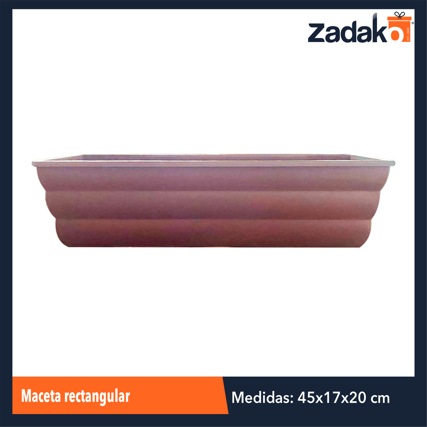 AM-0471-2 MACETA RECTANGULAR,CON 1 PZ O CAJA CON 36 PZS