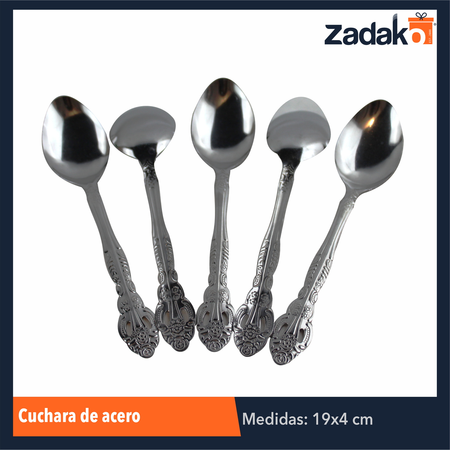 AS-1153-6 CUCHARA DE ACERO, CON 12 PZS, O CAJA CON 50 PQTS