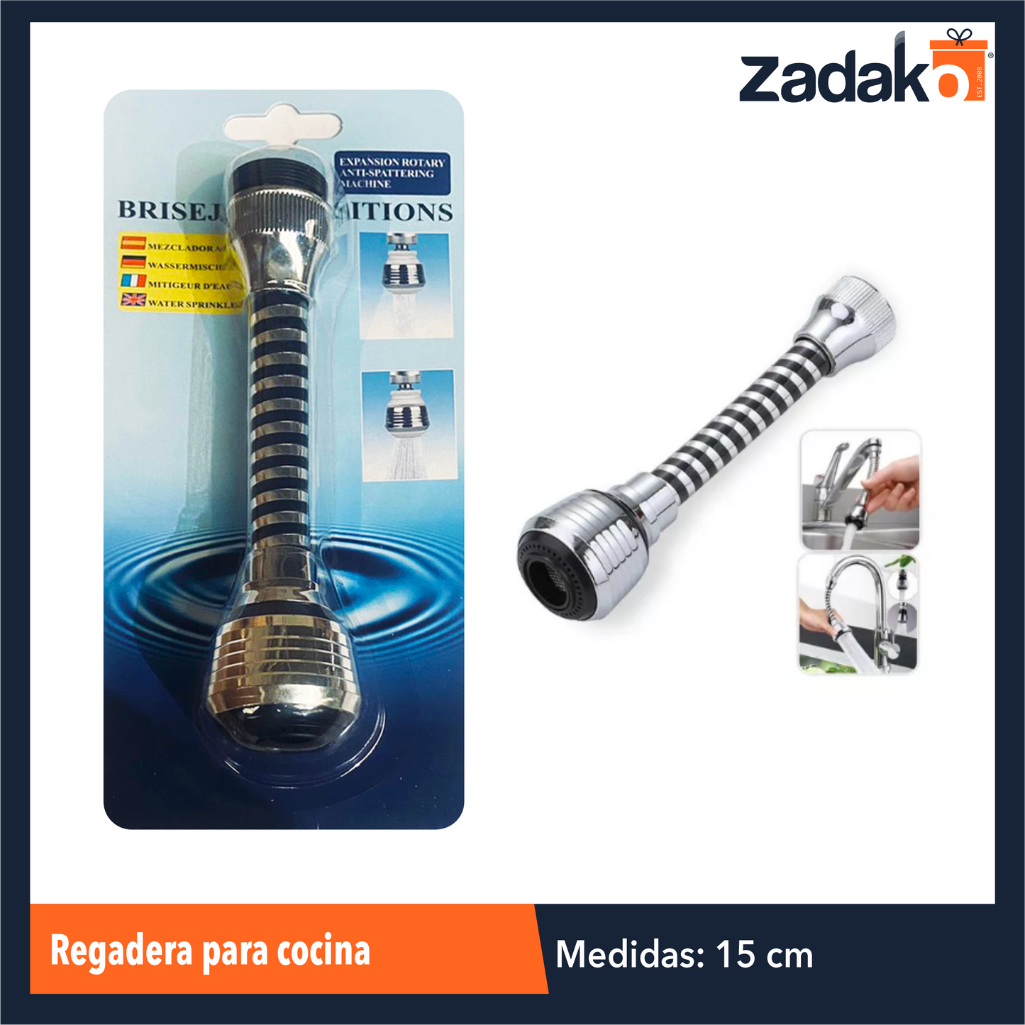 AT-8676 REGADERA PARA COCINA,CON 1 PZ O CAJA CON 250 PZS