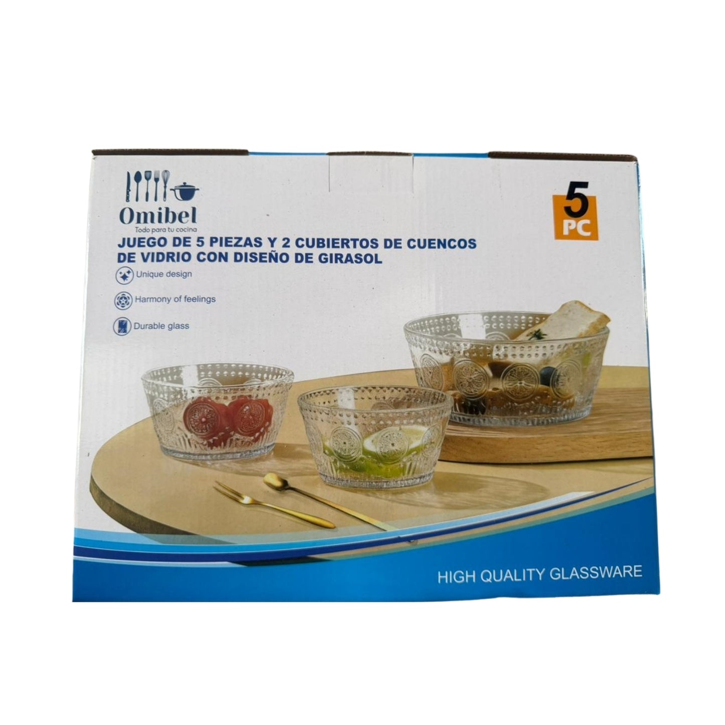 N-GPMX-1538 AV-7754 JUEGO DE 5 PIEZAS Y 1 REFRACTARIO DE TAZON DE VIDRIO DISEÑO CON 1 PAQ O CAJA CON 16 PQTS