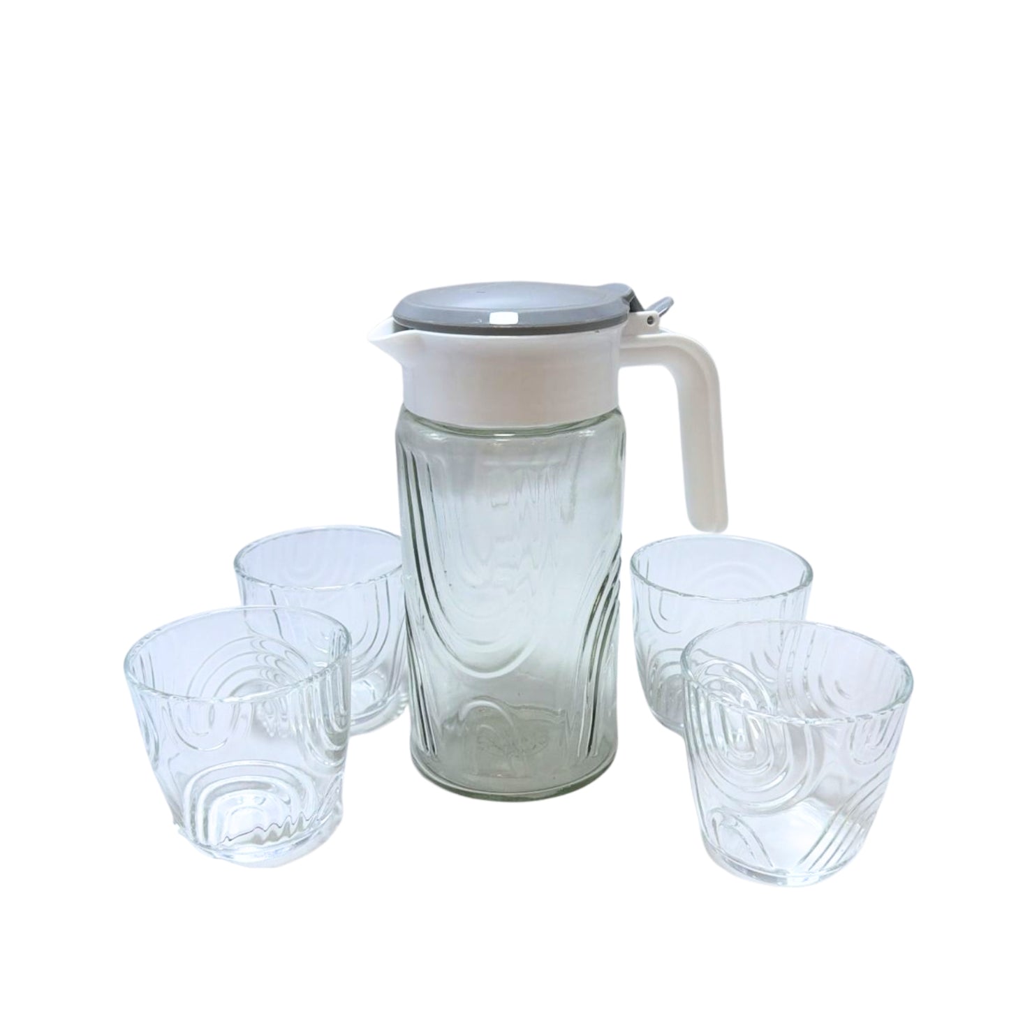 AV-8421B JARRA CON 4 VASOS SET DE CRISTAL CON 1 PAQ O CAJA CON 12 PQTS