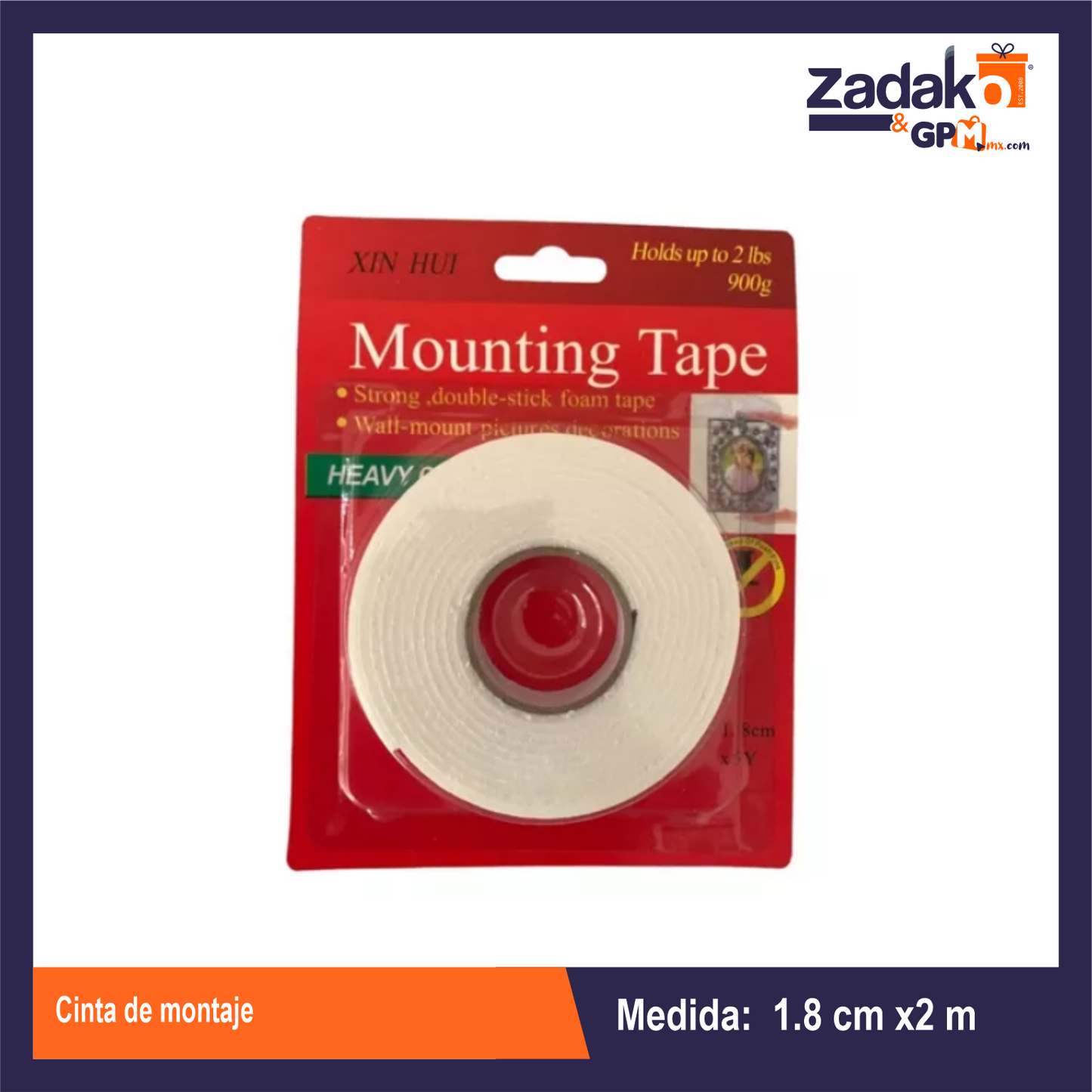CM-0023 CINTA DE MONTAJE CON 1 PZ O CAJA CON 288 PZS