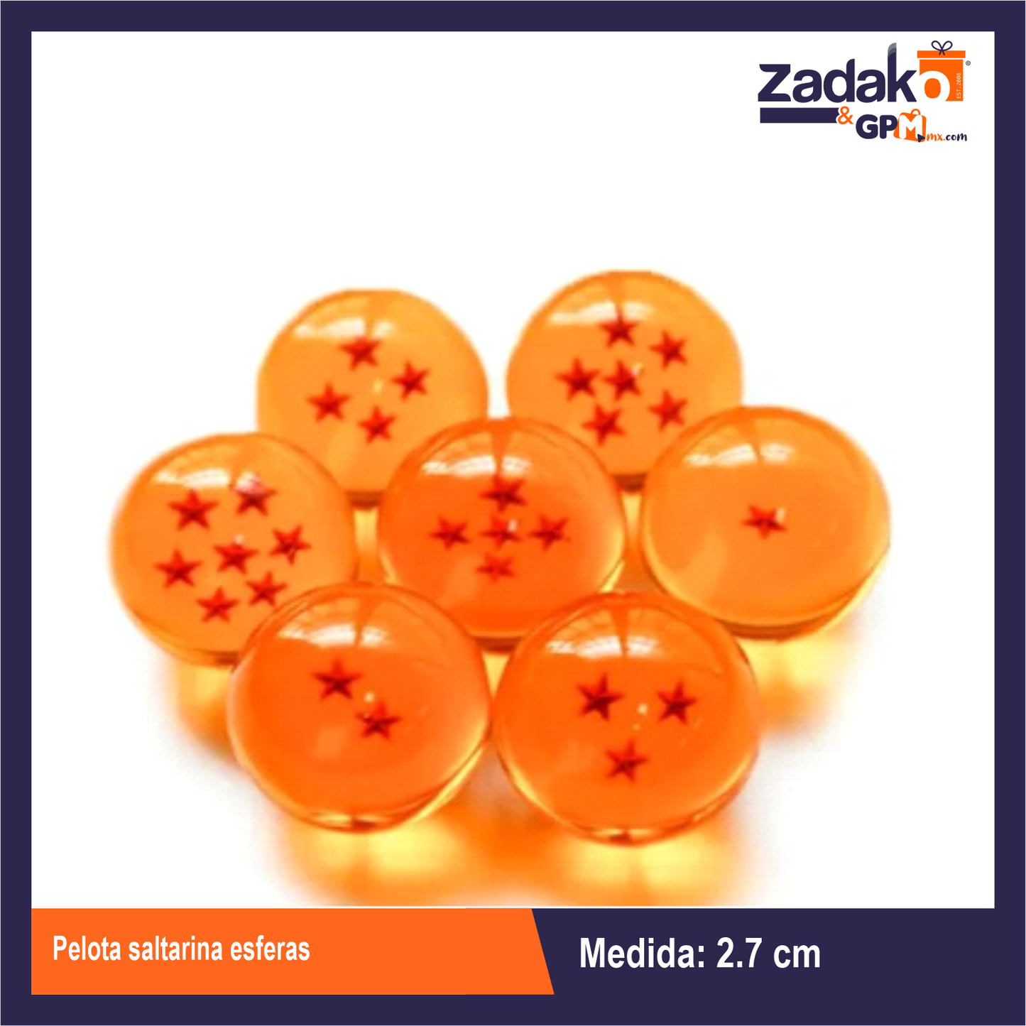 PELOTA SALTARINA ESFERAS  2.7 CM CON 100 PZS O CAJA CON 20 PQTS