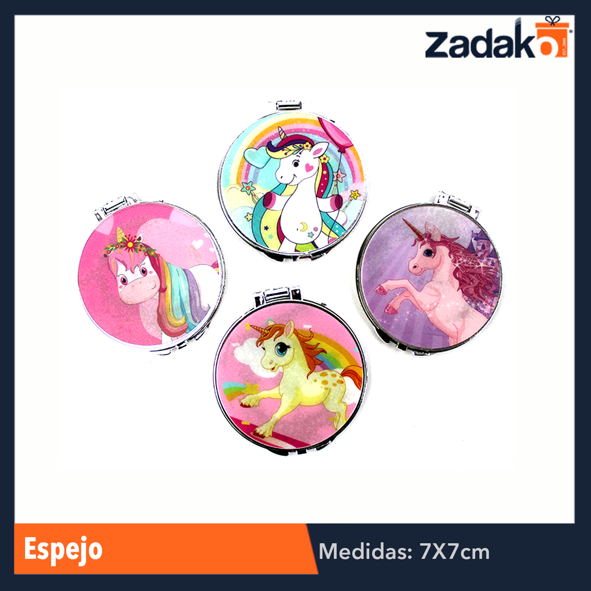 N-GPM-2002 GPM-2002 ZB-0056 ESPEJO DE BOLSILLO UNICORNIO, CON 1 PZS, O CAJA CON 600 PZS