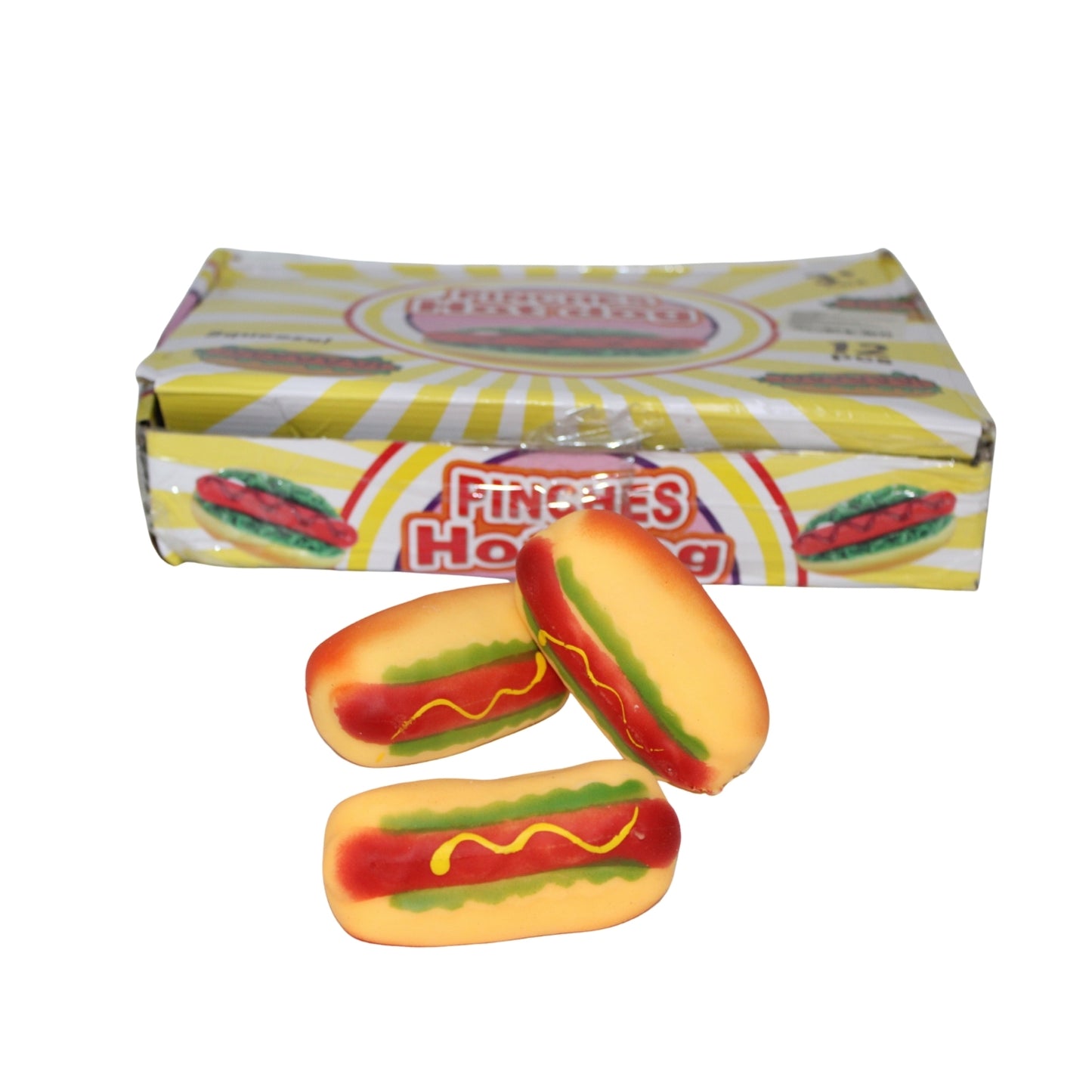 G-636-87 JUGUETE ANTIESTRES EN FORMA DE HOTDOG CON 12 PZS O CAJA CON 24 PQTS