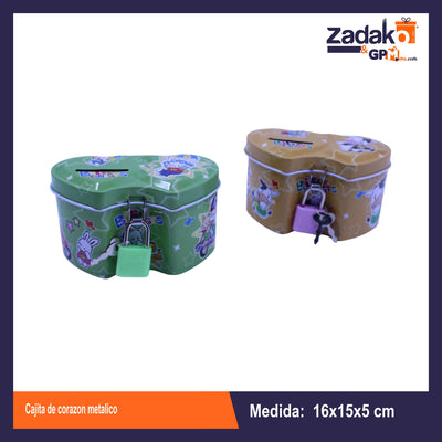 GPM-0008 CAJITA DE CORAZON METALICO 16X15X5CM CON 1PZ O CAJA CON 120 PZS