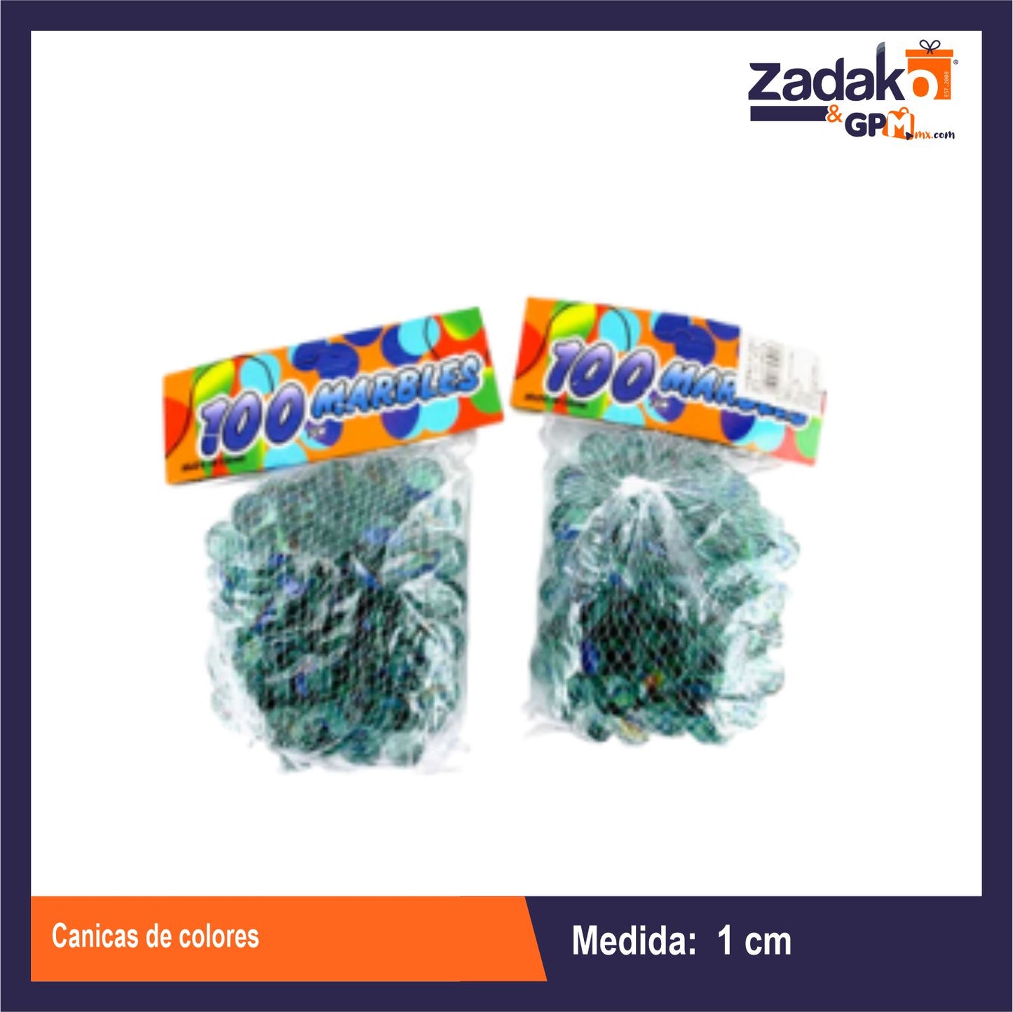GPM-0152 CANICAS DE COLORES CON 100 PZS CON 1 PZ O CAJA CON 50 PZS