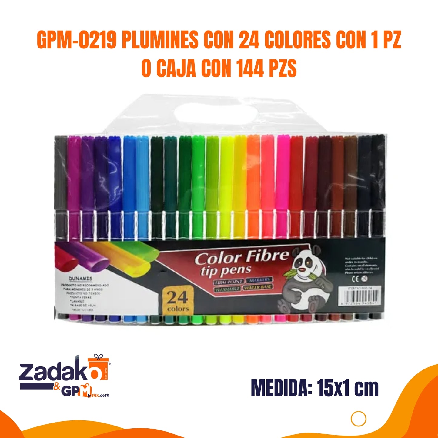 GPM-0219 PLUMINES CON 24 COLORES CON 1 PZ O CAJA CON 144 PZS