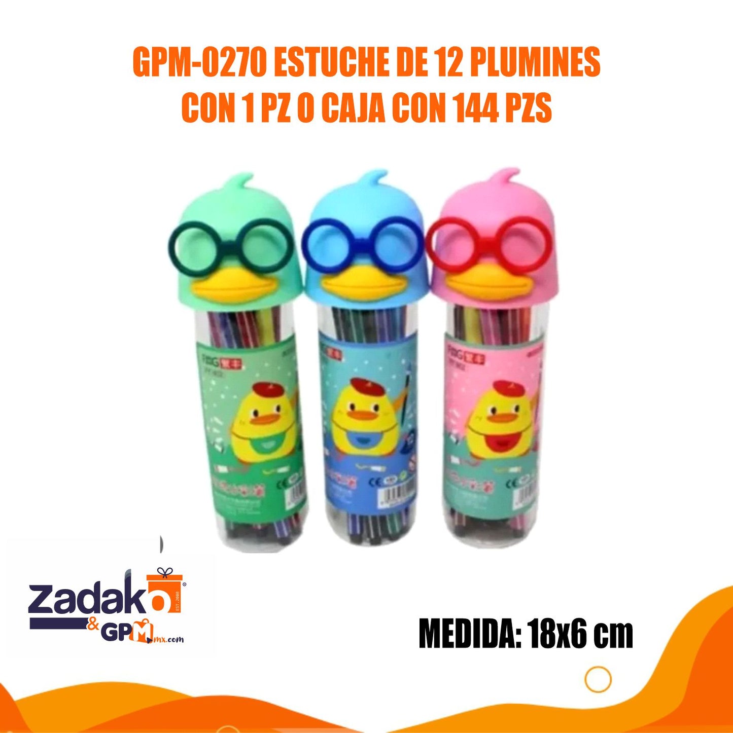 GPM-0270 ESTUCHE DE 12 PLUMINES CON 1 PZ O CAJA CON 144 PZS