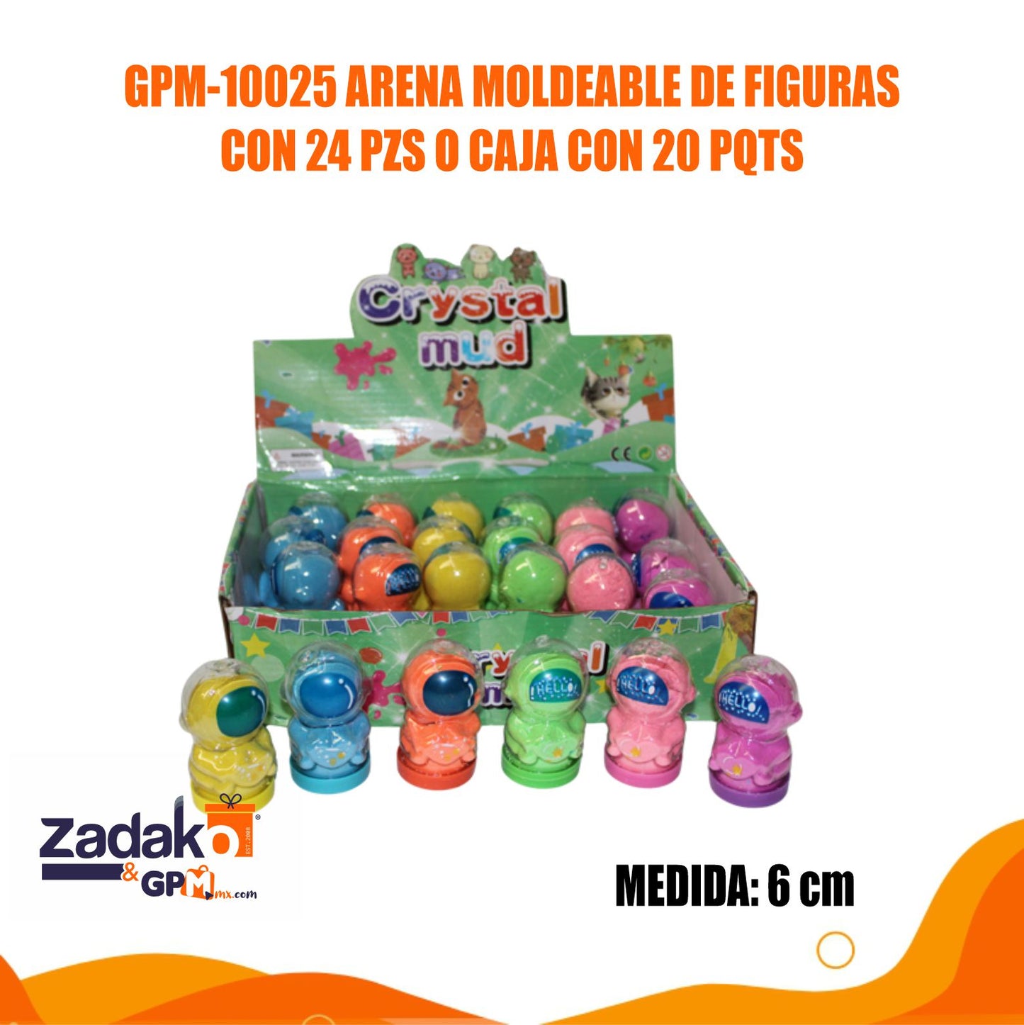 GPM-10025 ARENA MOLDEABLE DE FIGURAS CON 24 PZS O CAJA CON 20 PQTS
