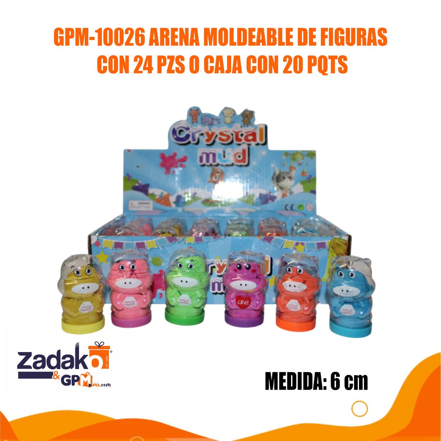 GPM-10026 ARENA MOLDEABLE DE FIGURAS CON 24 PZS O CAJA CON 20 PQTS