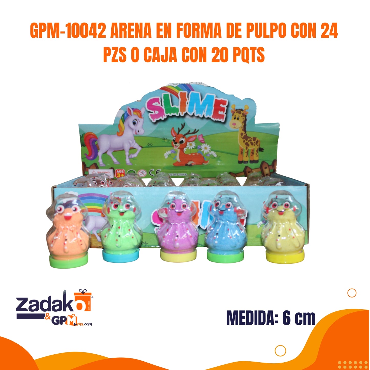 GPM-10042 ARENA EN FORMA DE PULPO CON 24 PZS O CAJA CON 20 PQTS