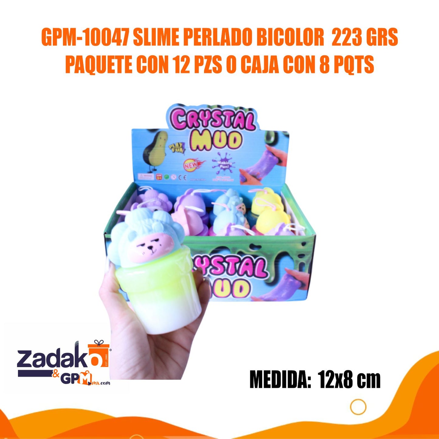 GPM-10047 SLIME PERLADO BICOLOR 223 GRS PAQUETE CON 12 PZS O CAJA CON 8 PQTS