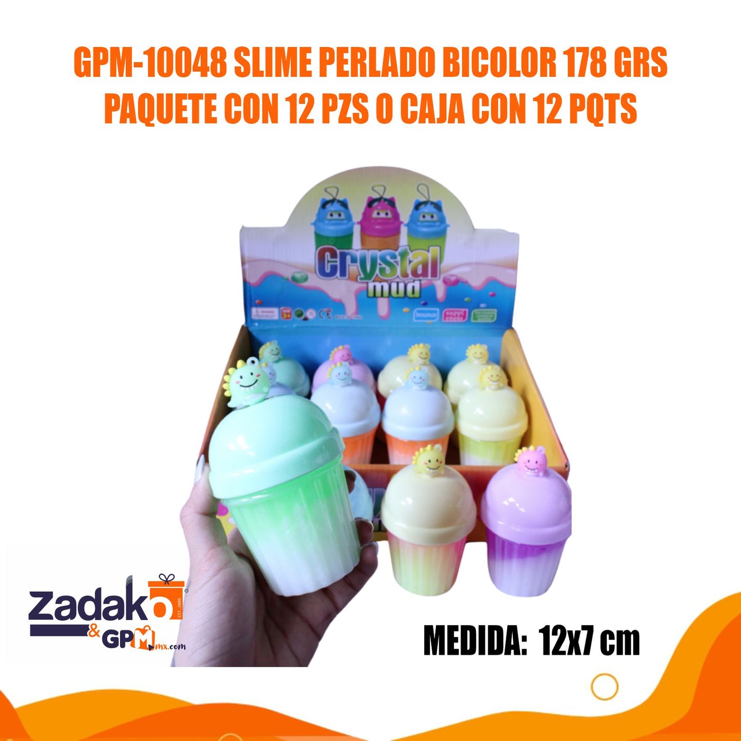 GPM-10048 SLIME PERLADO BICOLOR 178 GRS PAQUETE CON 12 PZS O CAJA CON 12 PQTS