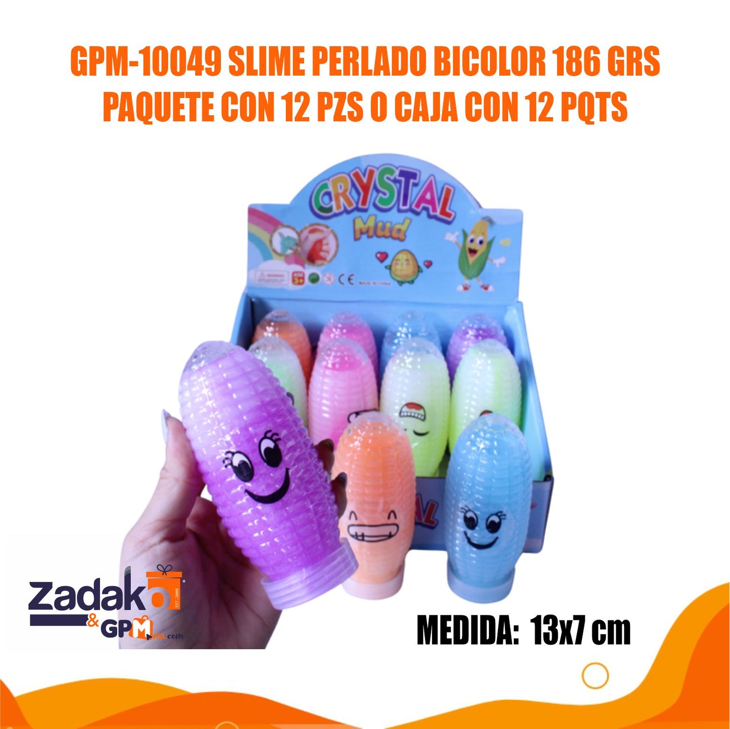 GPM-10049 SLIME PERLADO BICOLOR 186 GRS PAQUETE CON 12 PZS O CAJA CON 12 PQTS