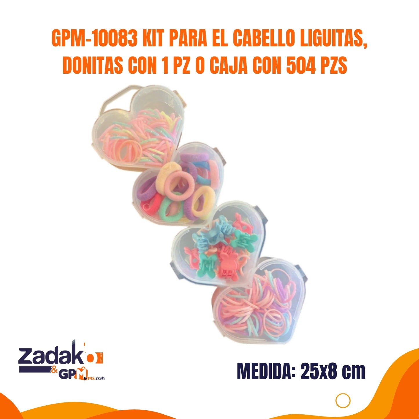 GPM-10083 KIT PARA EL CABELLO LIGUITAS, DONITAS CON 1 PZ O CAJA CON 504 PZS