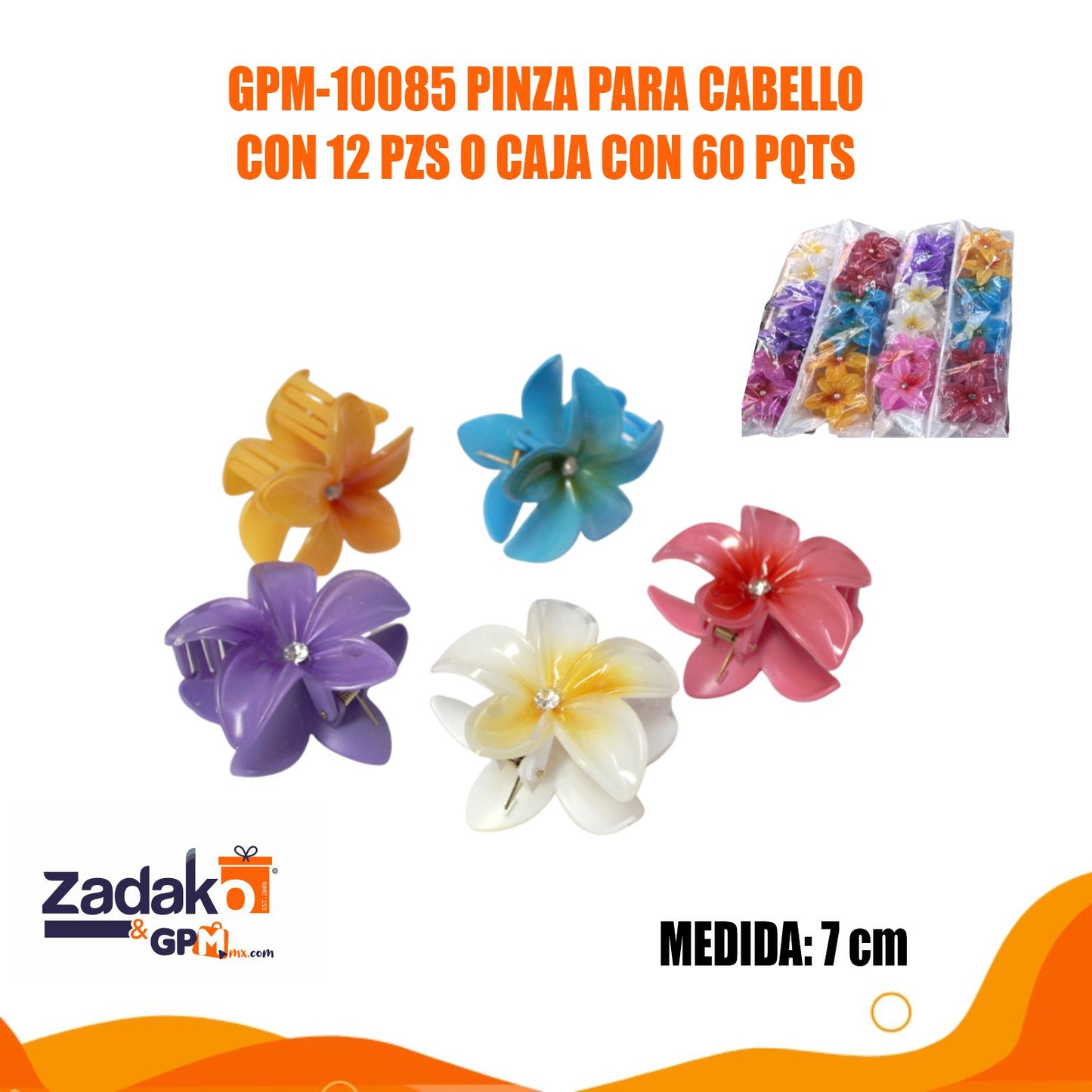 GPM-10085 PINZA PARA CABELLO CON 12 PZS O CAJA CON 60 PQTS