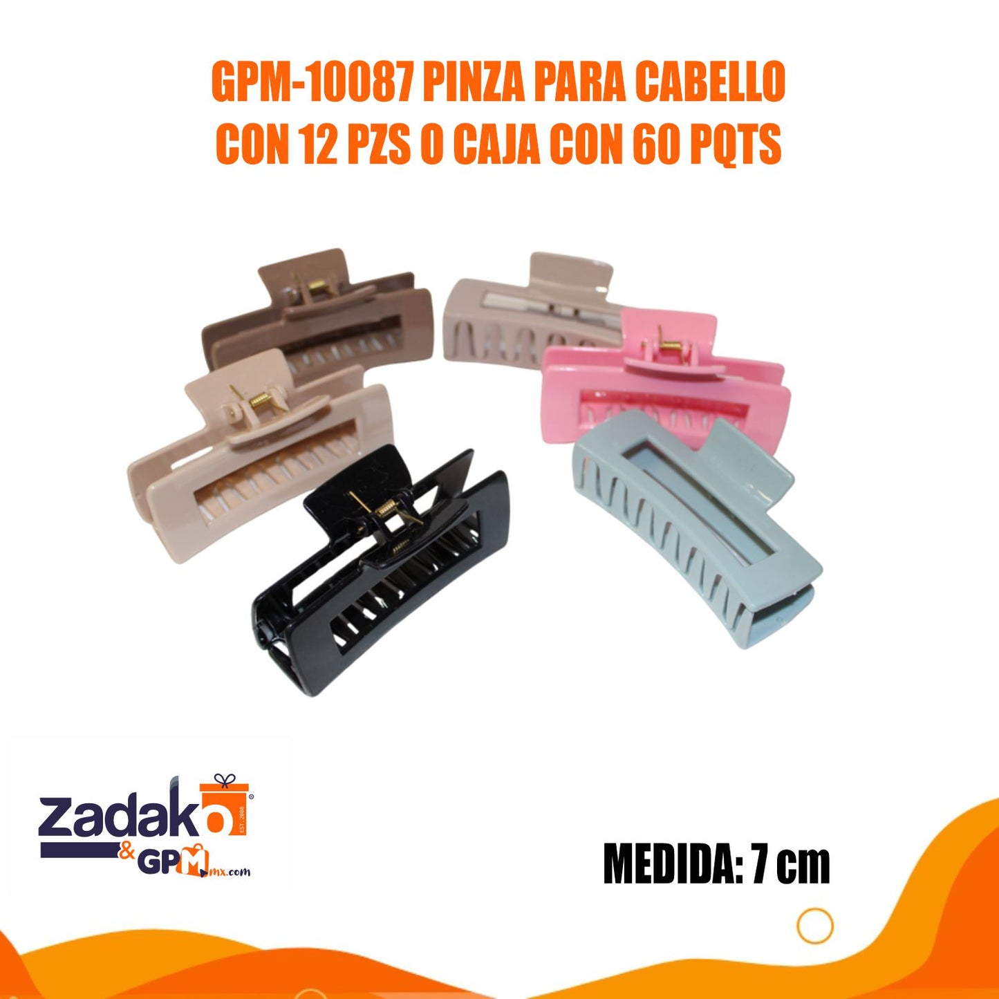 GPM-10087 PINZA PARA CABELLO CON 12 PIEZAS O CAJA CON 60 PQTS
