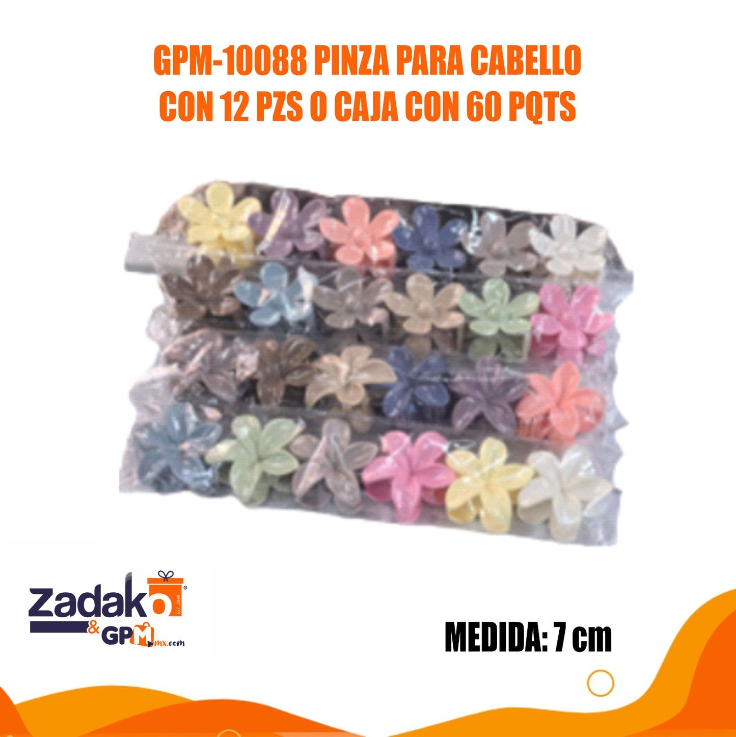 GPM-10088 PINZA PARA CABELLO CON 12 PIEZAS O CAJA CON 60 PQTS