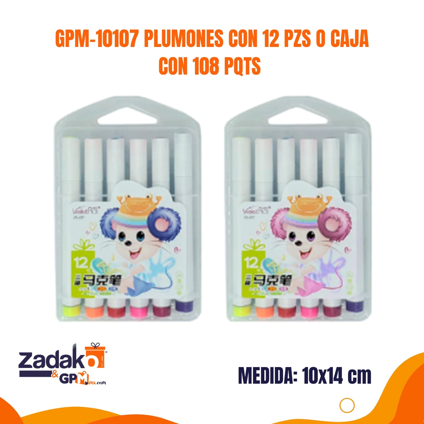 GPM-10107 PLUMONES CON 12 PZS O CAJA CON 108 PQTS