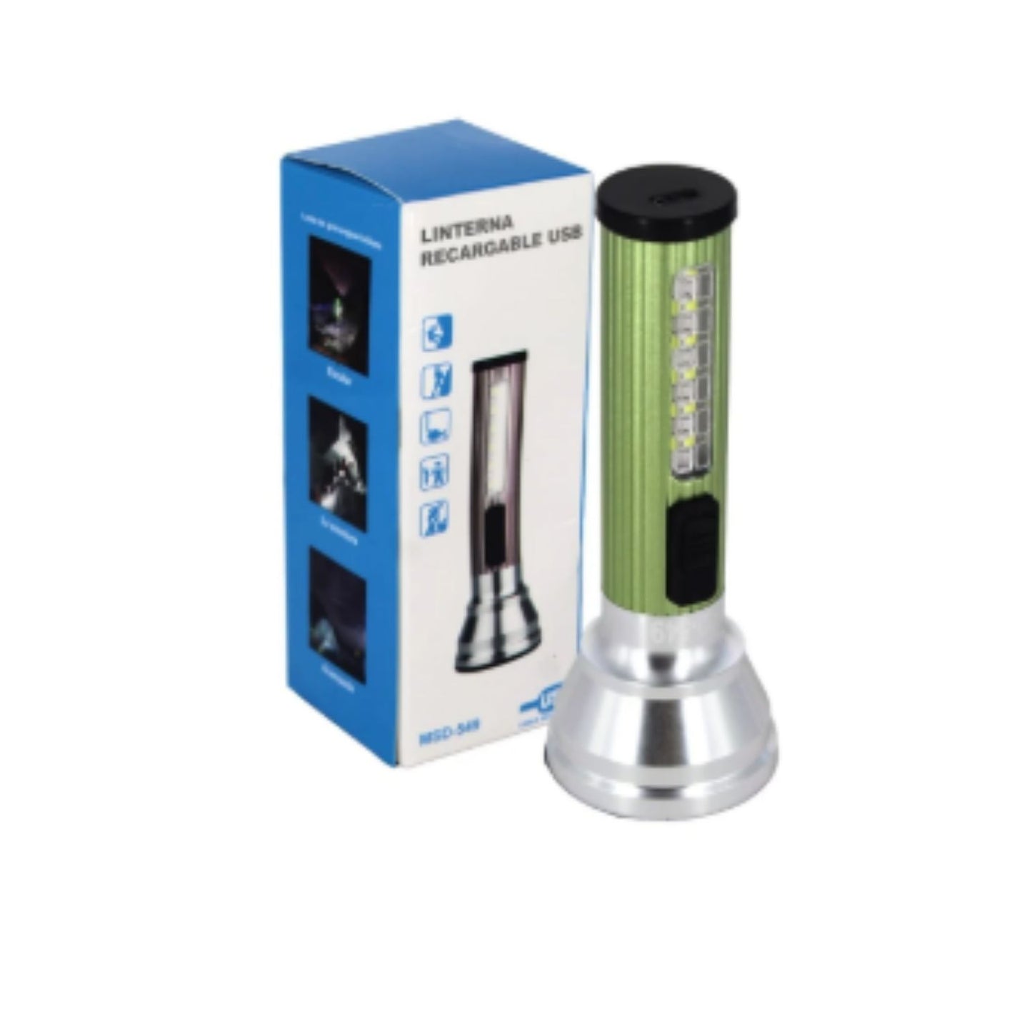 MSD-549 LINTERNA RECARGABLE MULTIUSOS CON CARGA USB Y 3 MODOS DE ILUMINACIÓN CON 1 PZ O CAJA CON 100 PZS
