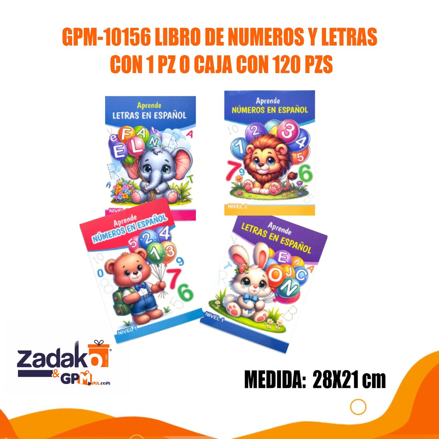 GPM-10156 LIBRO DE NUMEROS Y LETRAS CON 1 PZ O CAJA CON 120 PZS