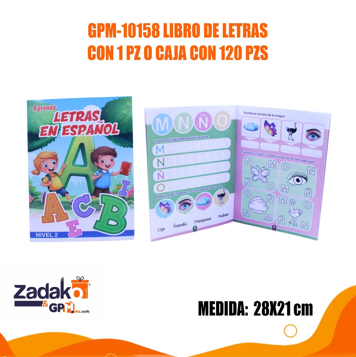 GPM-10158 LIBRO DE LETRAS CON 1 PZ O CAJA CON 120 PZS