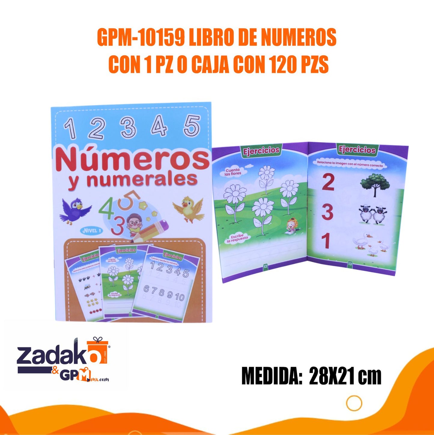 GPM-10159 LIBRO DE NUMEROS CON 1 PZ O CAJA CON 120 PZS