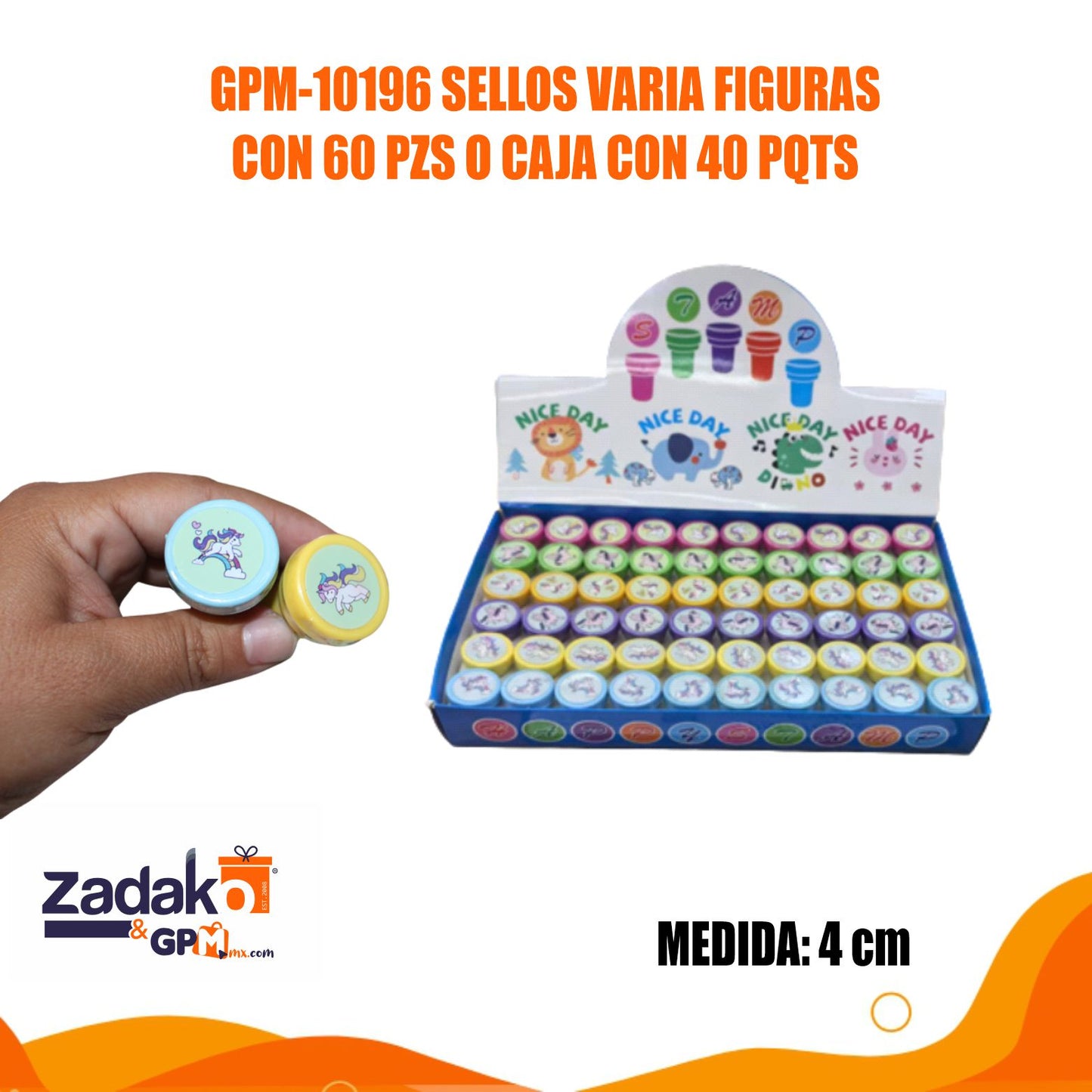 GPM-10196 SELLOS VARIA FIGURAS CON 60 PZS O CAJA CON 40 PQTS