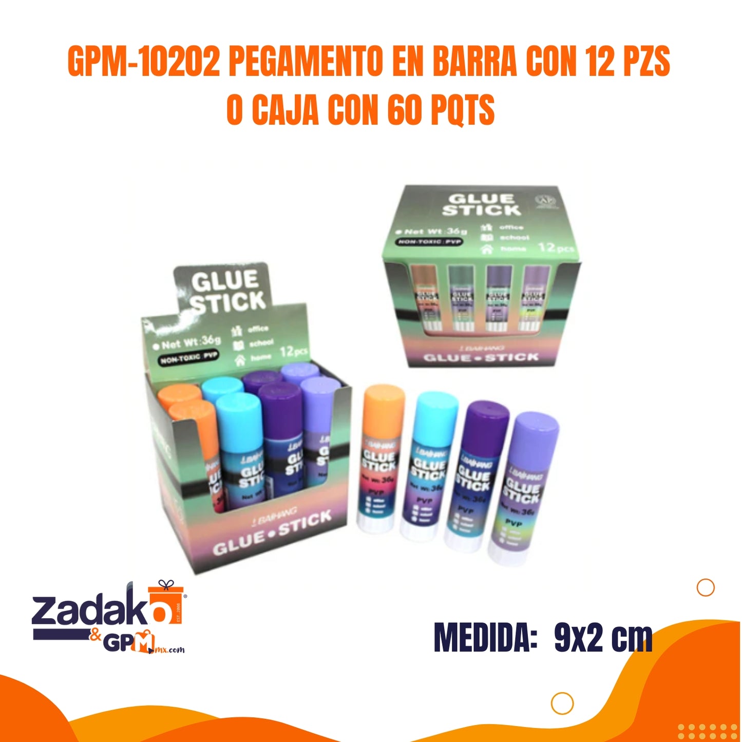 GPM-10202 PEGAMENTO EN BARRA CON 12 PZS O CAJA CON 60 PQTS