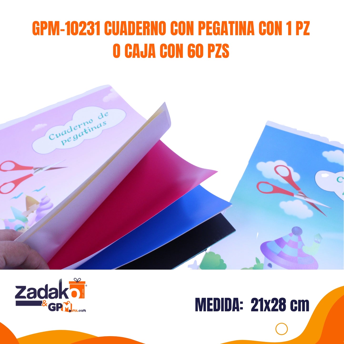 GPM-10231 CUADERNO CON PEGATINA CON 1 PZ O CAJA CON 60 PZS