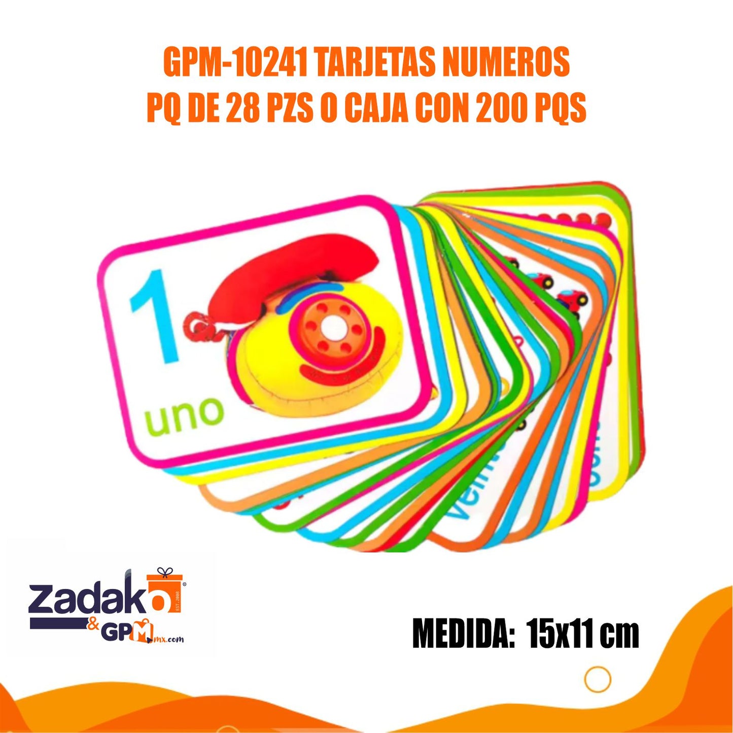 GPM-10241 TARJETAS DE NUMEROS CON 28 PIEZAS O CAJA CON 200 PQS
