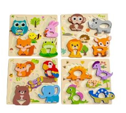 N-GPM-10302 GPM-10302 ROMPECABEZAS DE MADERA CON FORMA DE ANIMALES CON 1 PZ O CAJA CON 120 PZS