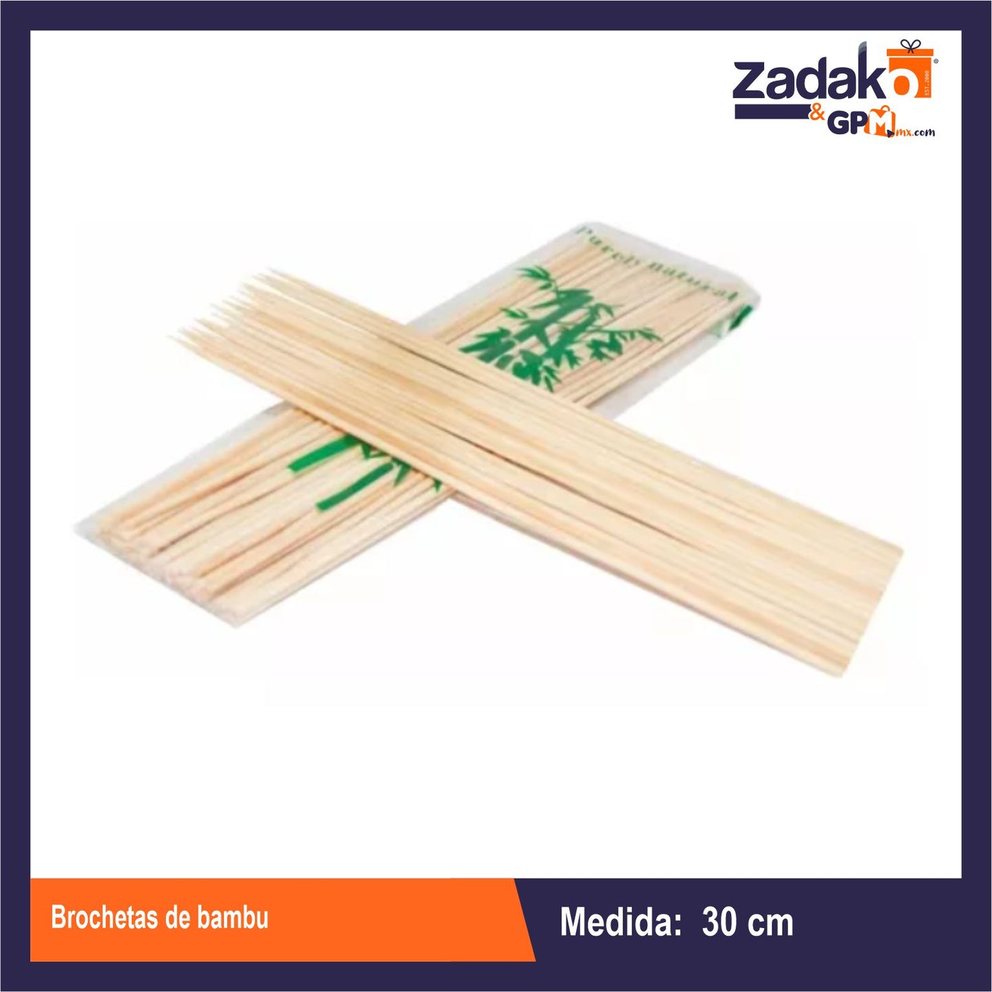AZ-7601-30 BROCHETAS DE BAMBU CON 1 PZ O CAJA CON 120 PZS
