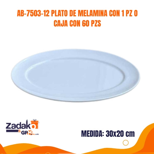 AB-7503-12 PLATO DE MELAMINA CON 1 PZ O CAJA CON 60 PZS