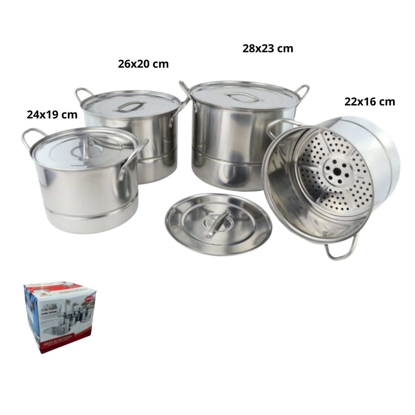 N-GPM-10395 AS-8608 JUEGO DE VAPORERA DE ACERO INOXIDABLE CON 1 PZ O CAJA CON 2 PZS