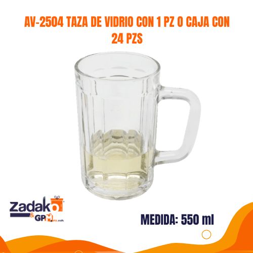 N-GPM-10413 AV-2504 TAZA DE VIDRIO CON 1 PZ O CAJA CON 24 PZS