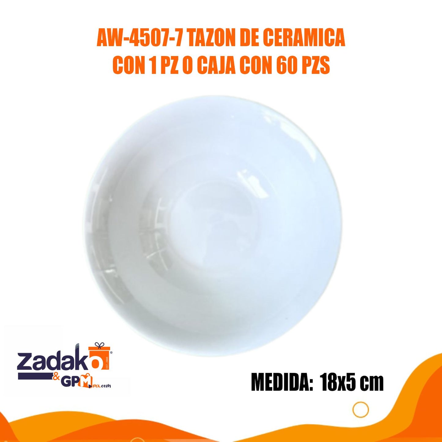 AW-4507-7 TAZON DE CERAMICA CON 1 PZ O CAJA CON 60 PZS