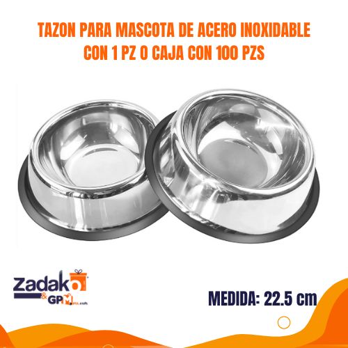 AZ-9971-2 TAZON PARA MASCOTA DE ACERO INOXIDABLE CON 1 PZ O CAJA CON 100 PZS