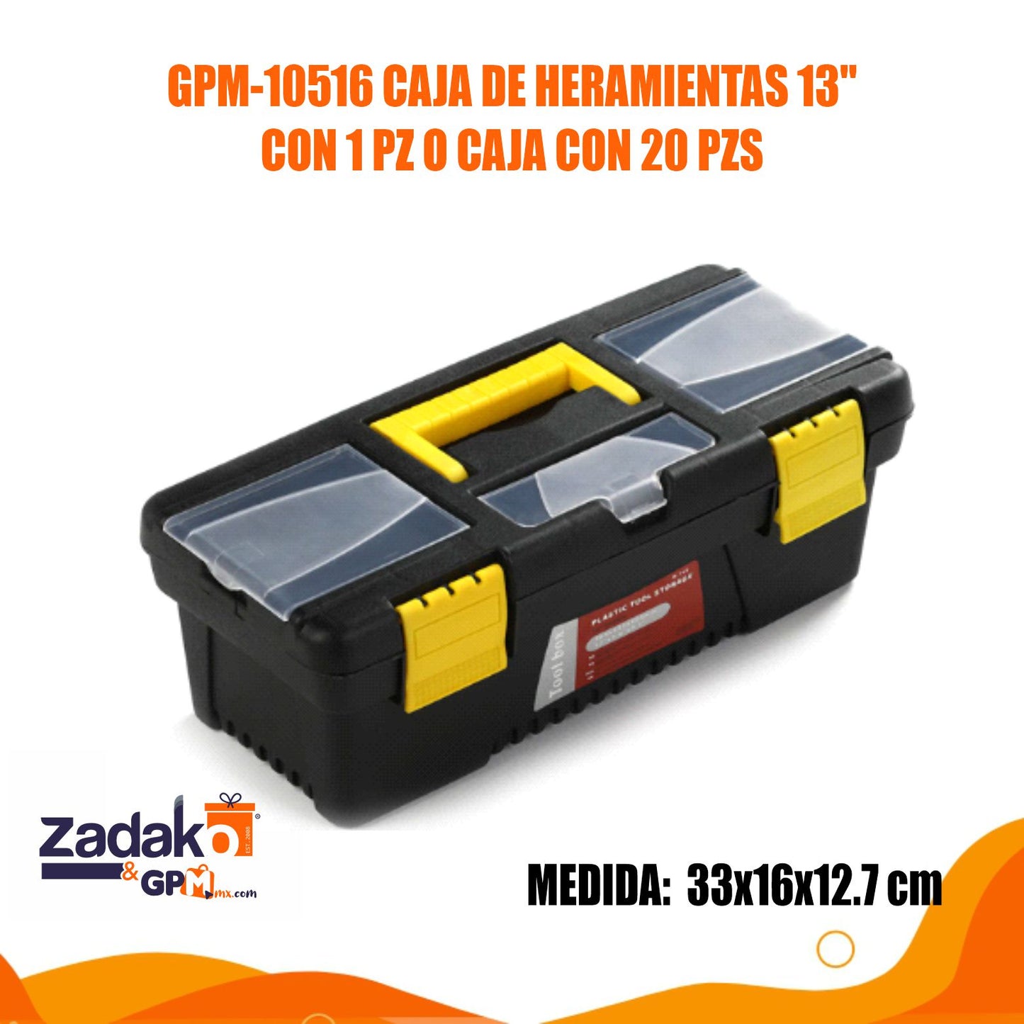 GPM-10516 CAJA DE HERAMIENTAS 13 PULGADAS CON 1 PZ O CAJA CON 20 PZS
