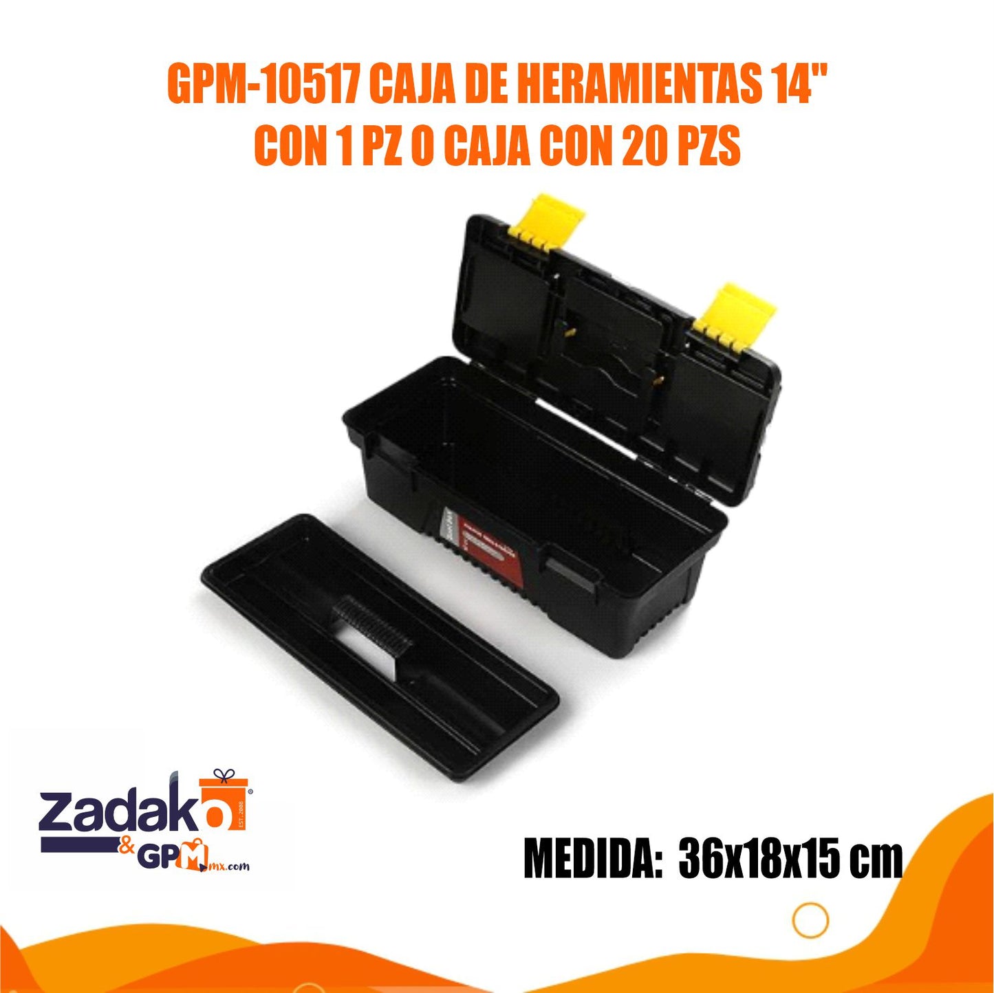 GPM-10517 CAJA DE HERAMIENTAS 14 PULGADAS CON 1 PZ O CAJA CON 20 PZS