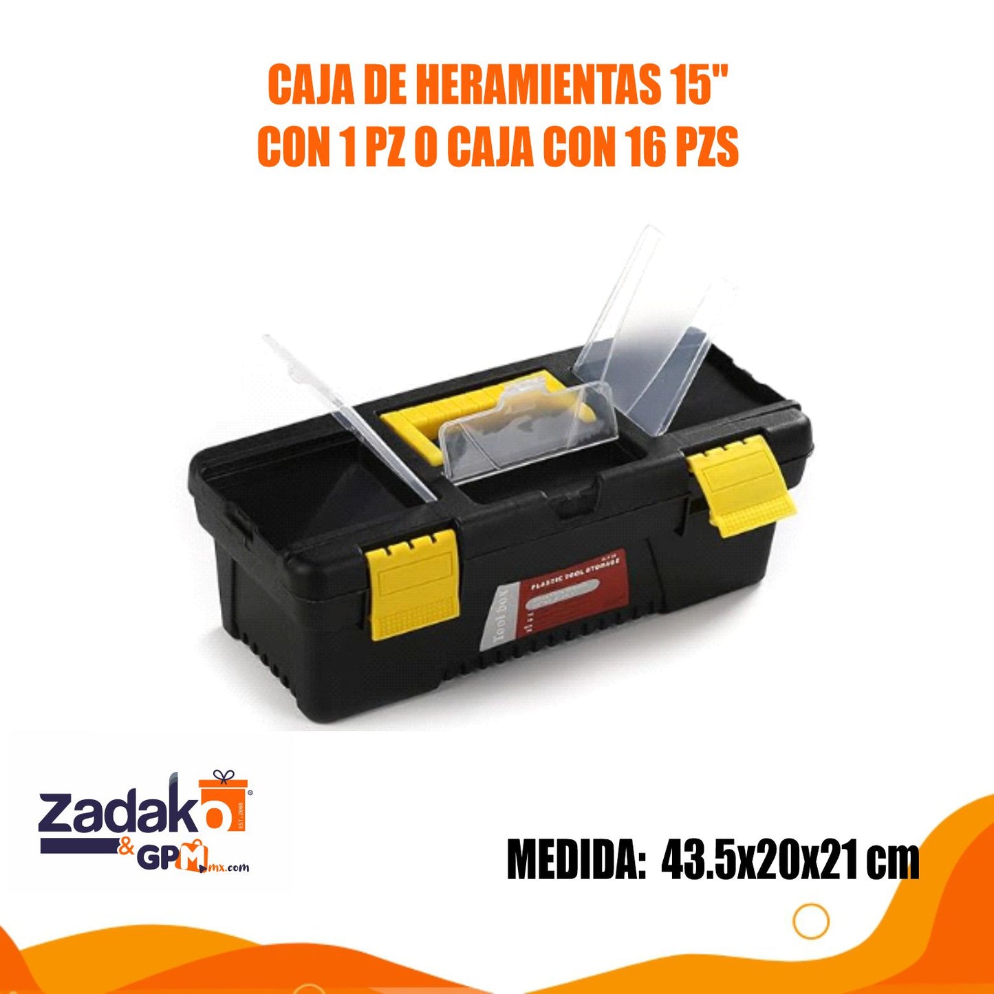 GPM-10518 CAJA DE HERAMIENTAS 15 PULGADAS CON 1 PZ O CAJA CON 16 PZS