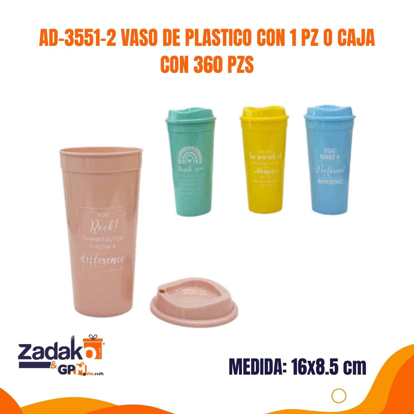 AD-3551-2 VASO DE PLASTICO CON 1 PZ O CAJA CON 360 PZS