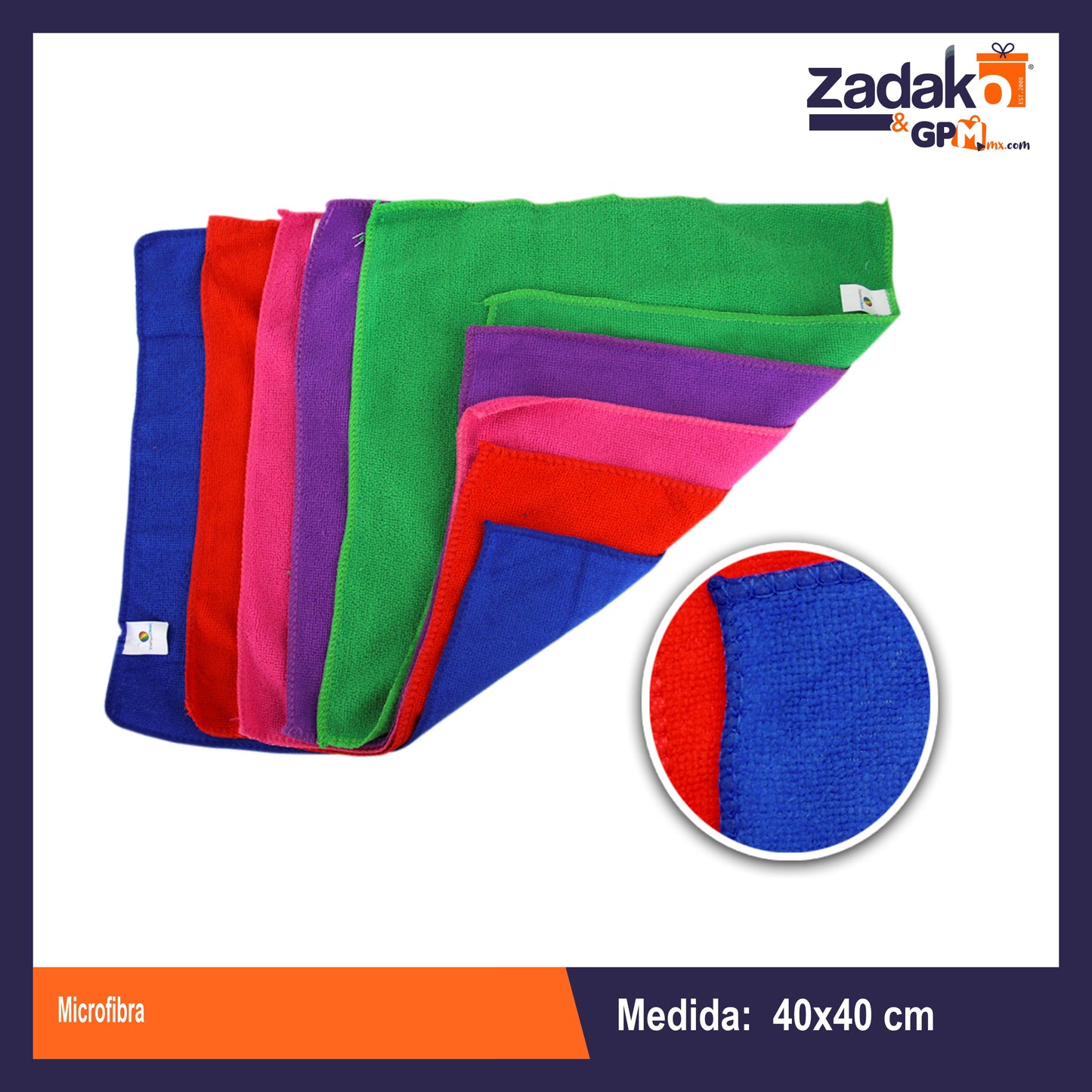 FCMF012 MICROFIBRA 40 X 40 CM PAQUETE CON 12 PZS O CAJA CON 17 PQTS