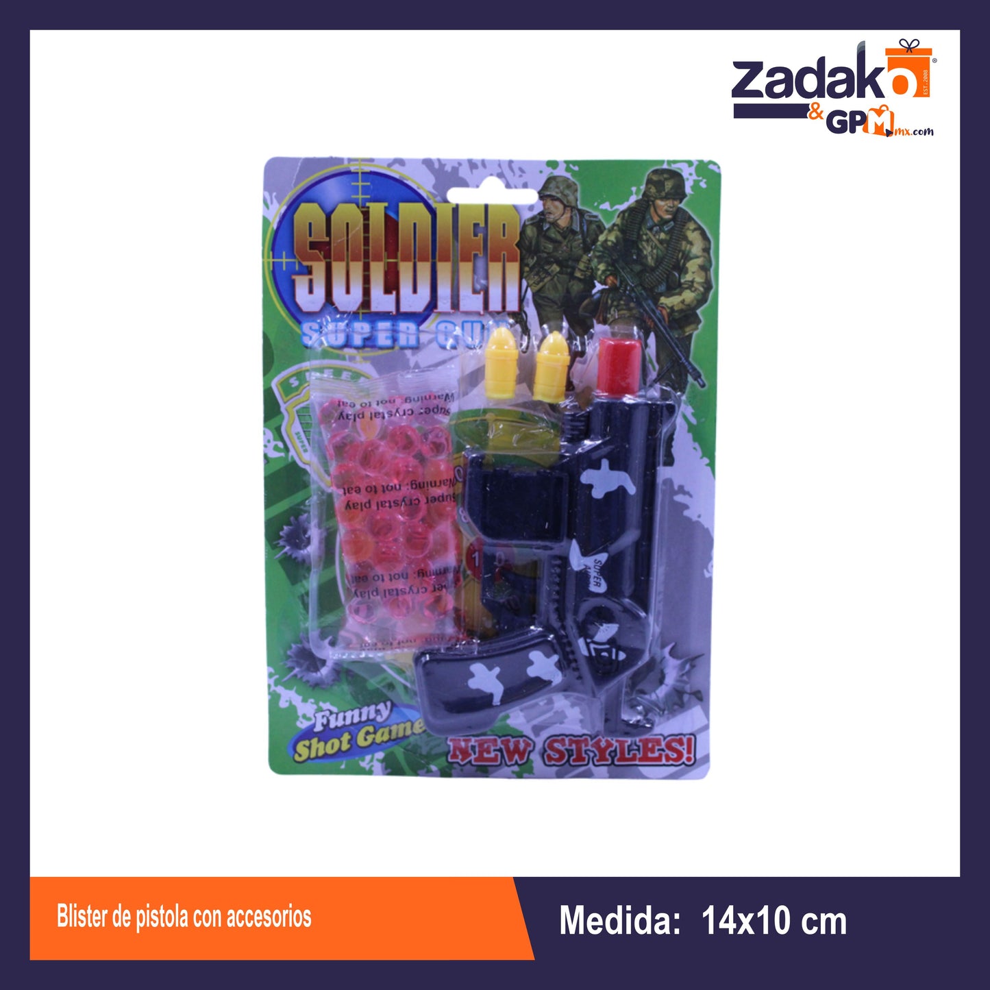 TG-0524E-4 BLISTER DE PISTOLA CON ACCESORIOS, CON 1 PZ O CAJA CON 360 PZS