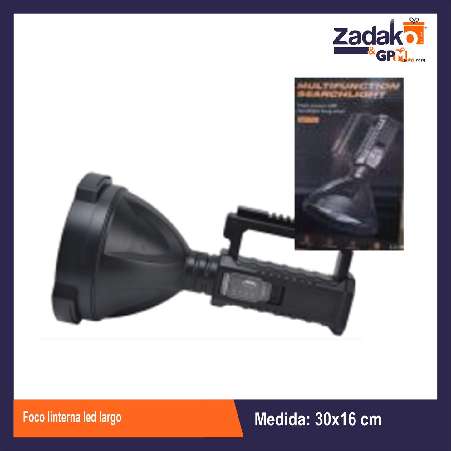 GPM-10718 FOCO LINTERNA LED LARGO 30 X 16 CM CON 1 PZ O CAJA CON 12 PZS