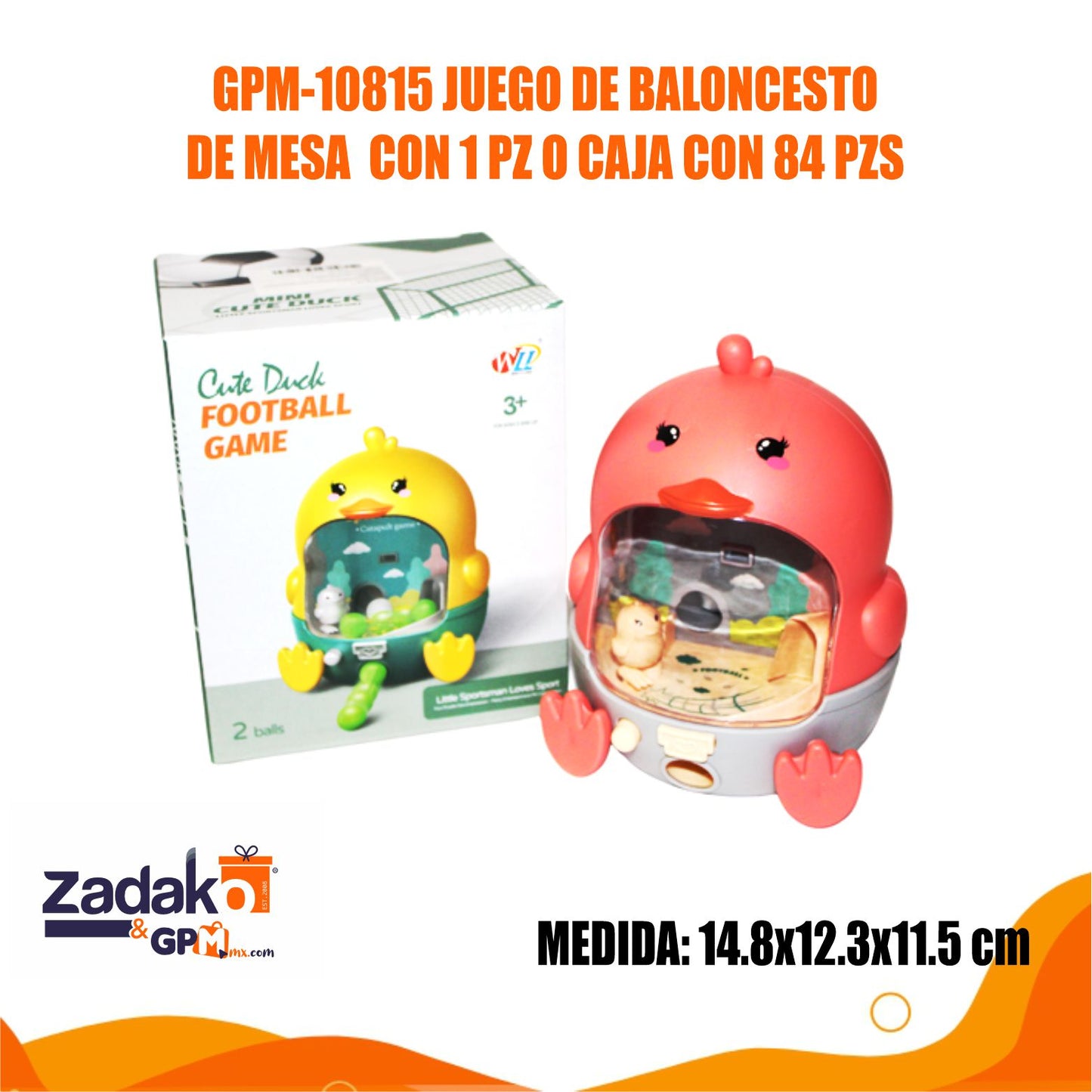 GPM-10815 JUEGO DE BALONCESTO DE MESA 14.8 X 12.3 X 11.5 CM CON 1 PZ O CAJA CON 84 PZS