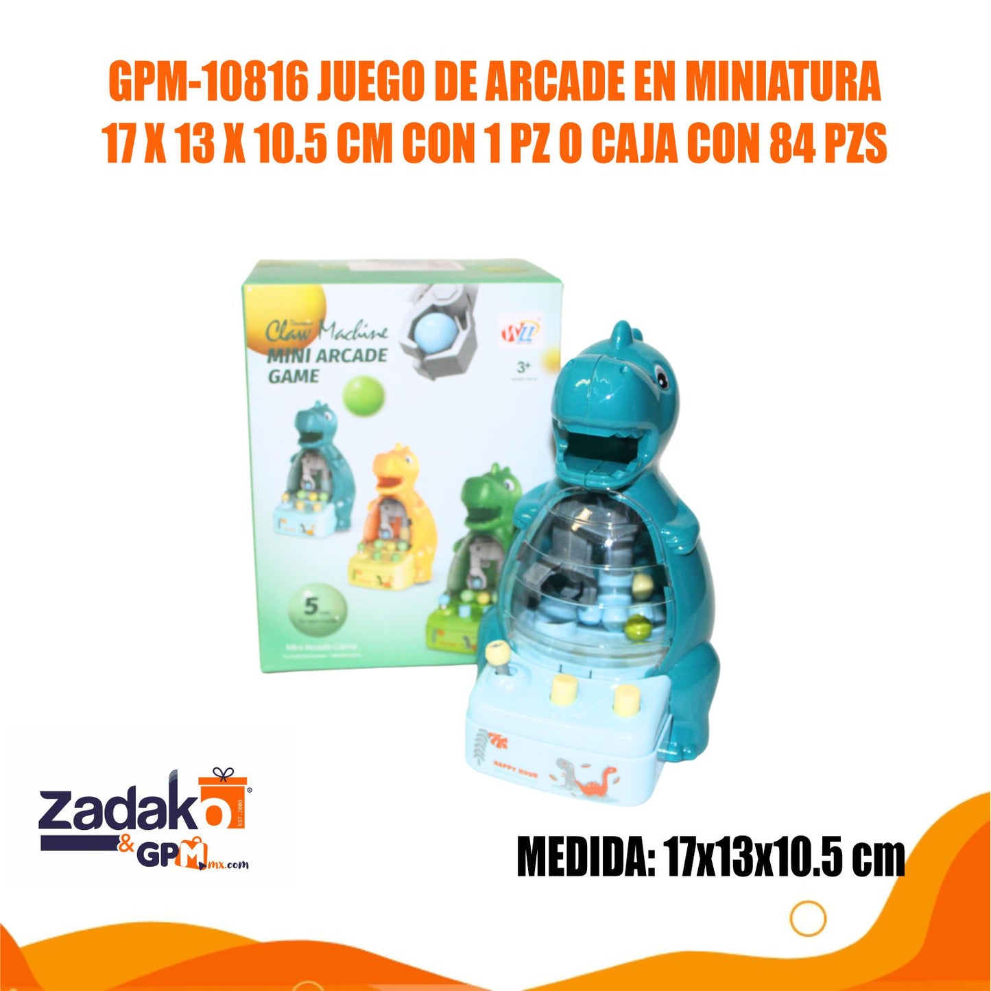 GPM-10816 JUEGO DE ARCADE EN MINIATURA 17 X 13 X 10.5 CM CON 1 PZ O CAJA CON 84 PZS